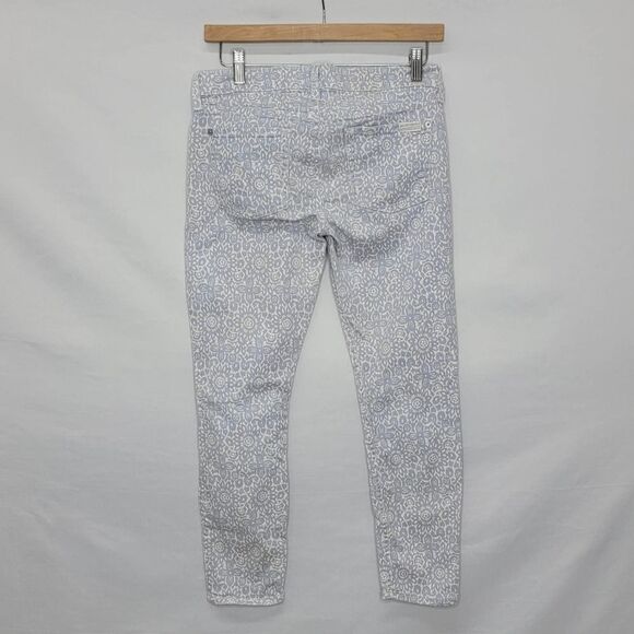 7 for all mankind floral blue and white denim cropped - Picture 9 of 14